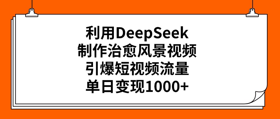 利用DeepSeek制作治愈风景视频，引爆短视频流量，单日变现1000+-云起副业网
