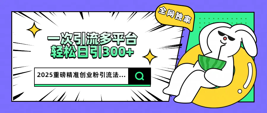 2025重磅全网独家引流法，一次多平台，轻松日引300+精准创业粉-云起副业网