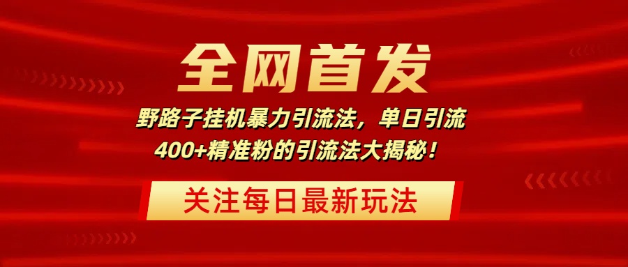 全网首发,野路子挂机暴力引流法,单日引流400+精准粉的引流法大揭秘!-云起副业网