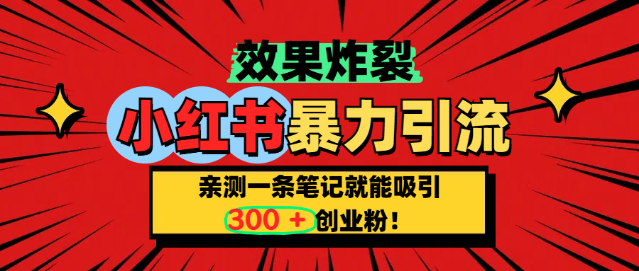 小红书炸裂玩法，亲测一条笔记就能吸引300+精准创业粉！-云起副业网