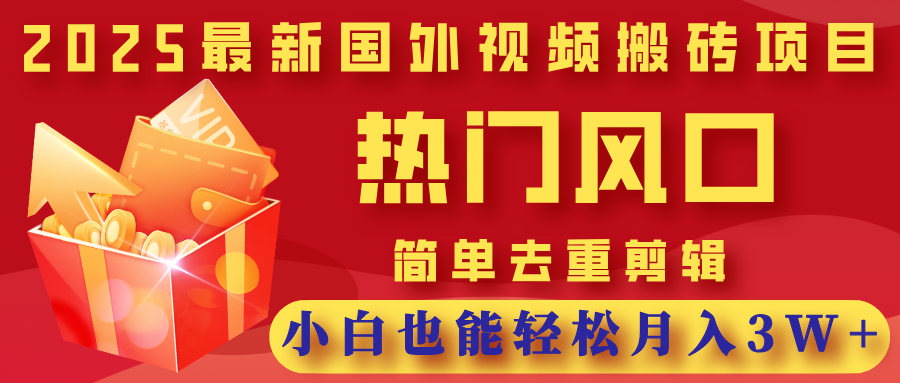 2025最新国外视频搬砖项目,热门风口,简单去重剪辑,小白也能轻松月入3W+-云起副业网