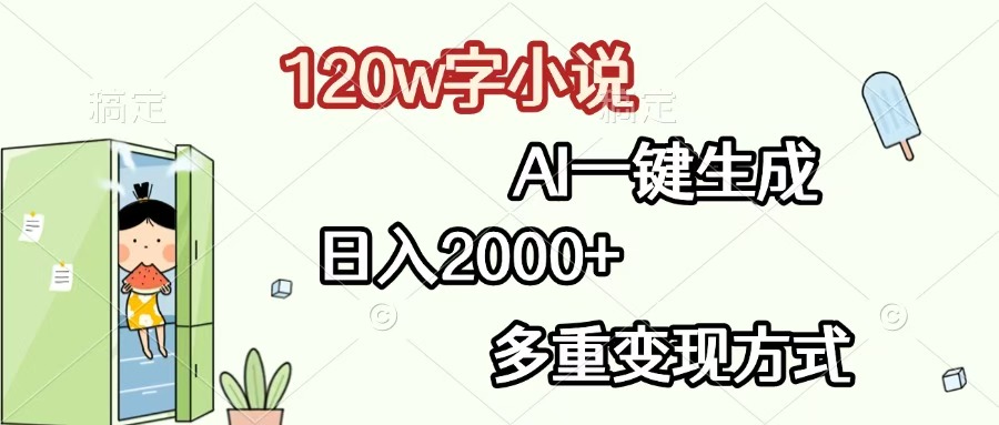 120w字小说，AI一键生成，日入2000+，多重变现方式-云起副业网