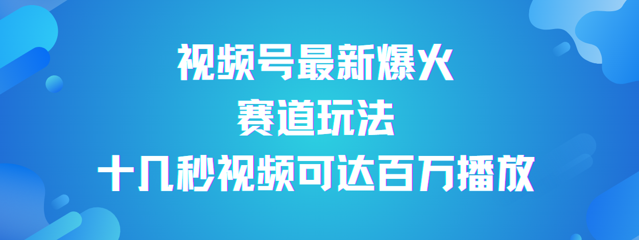 视频号最新爆火赛道玩法，流量巨大，视频制作简单，轻松月入数万-云起副业网