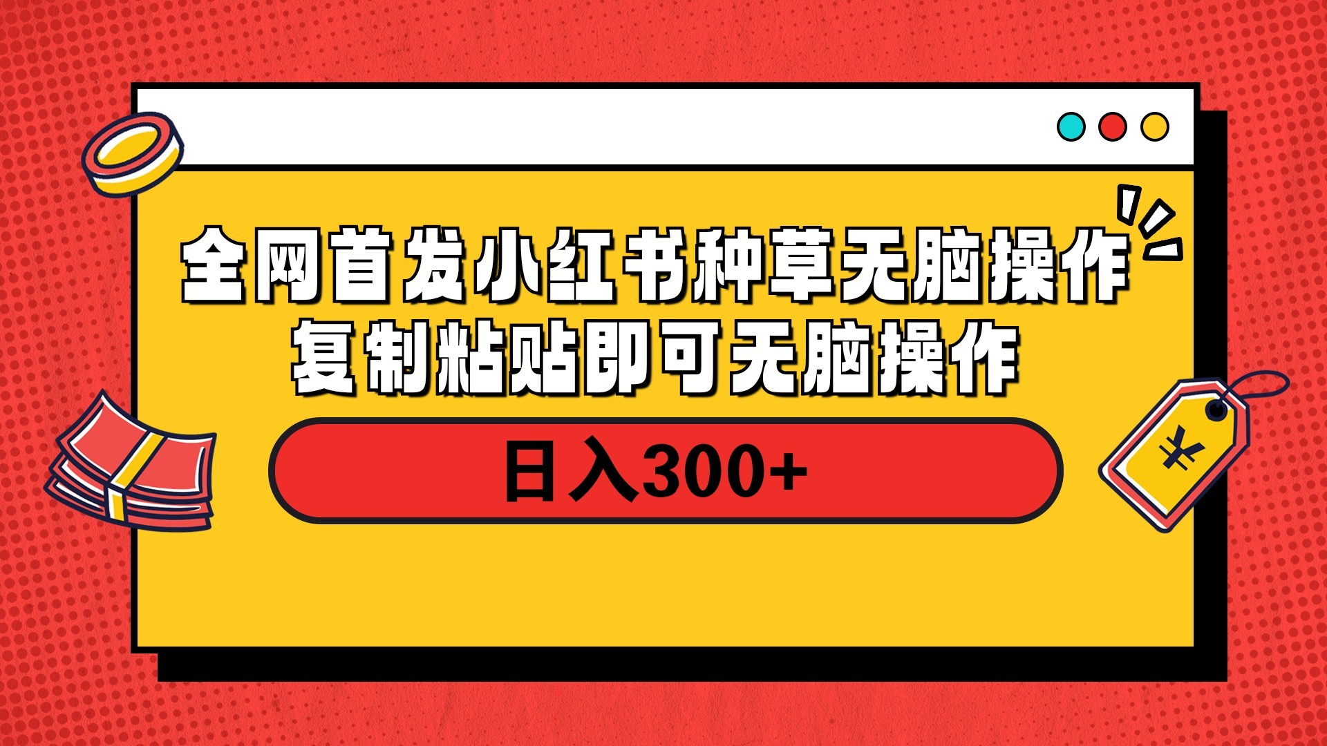 全网首发 小红书种草无脑操作复制黏贴即可 轻松日入300+-云起副业网