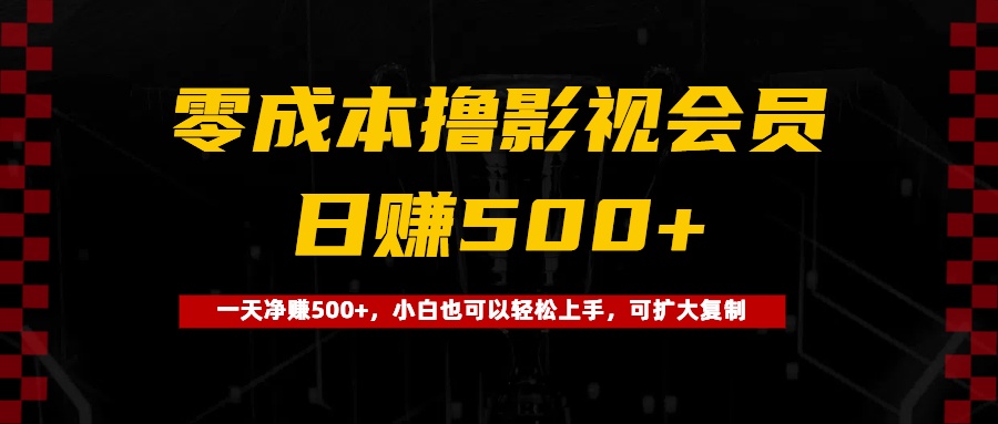 0成本撸影视会员，一天净赚500+，小白也可以轻松上手，可扩大复制-云起副业网