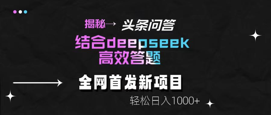 揭秘头条问答新玩法！结合deepseek高效答题，轻松日入1000+-云起副业网