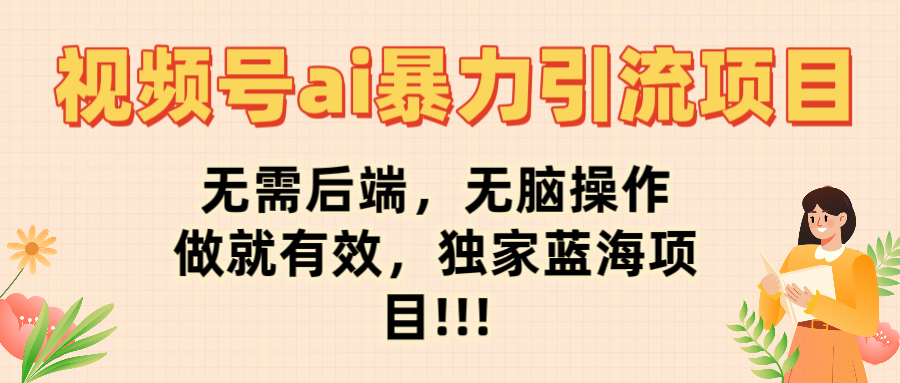 视频号ai暴力引流项目，无需后端，无脑操作，做就有效，独家蓝海项目!!!-云起副业网