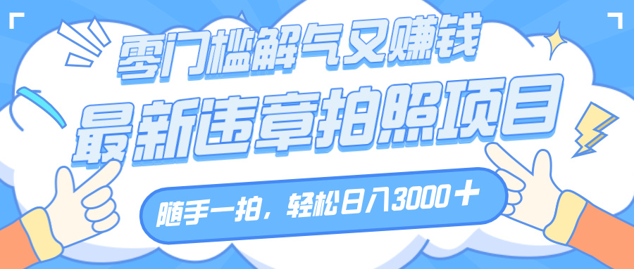 解气又赚钱的项目，随手一拍，轻松收入3000+，最新违章拍照赚钱-云起副业网