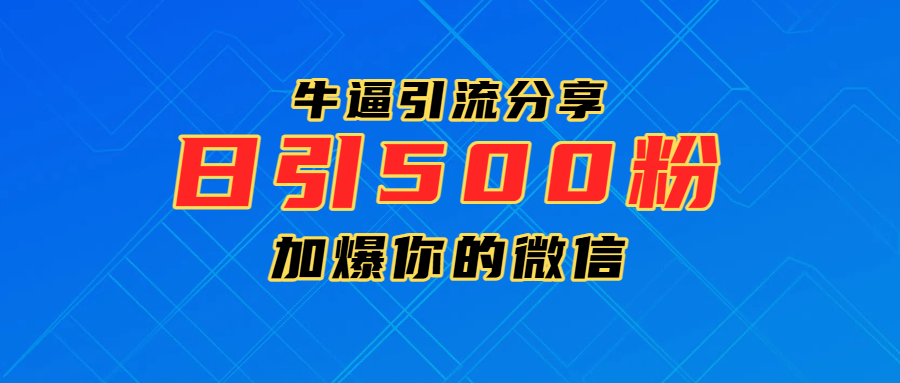 超牛逼引流分享,日引300-500粉,加爆你的微信-云起副业网