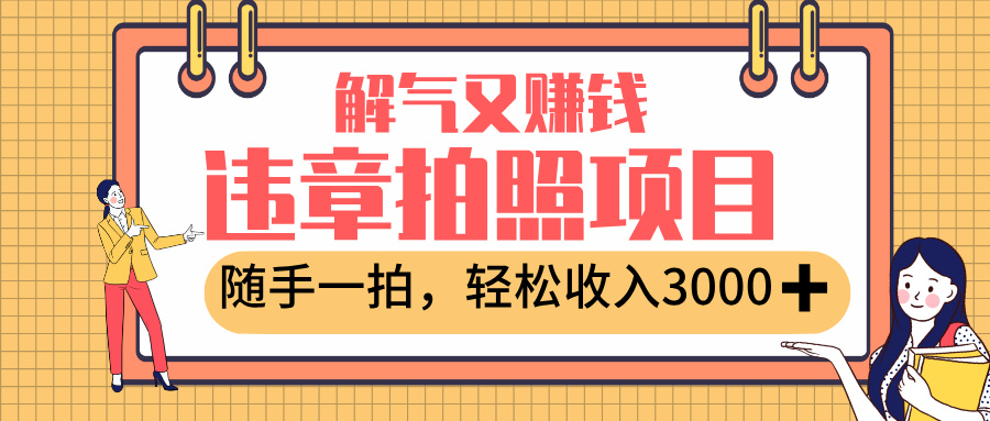 最新违章拍照赚钱，解气又赚钱的项目，随手一拍，轻松收入3000+-云起副业网