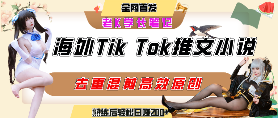 海外tiktok小说推文暴力项目，高停留率，高转化率，上手后一天搞顿饭钱不是问题-云起副业网