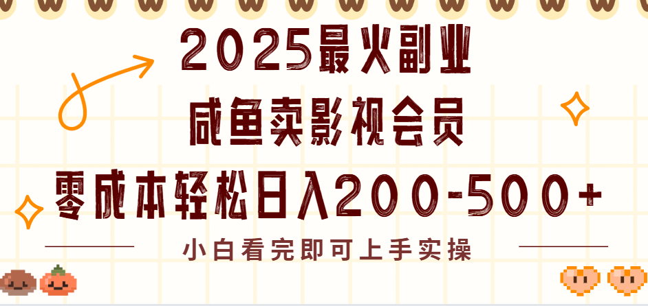 2025最火副业闲鱼卖vip影视会员，零成本日入200-500-云起副业网