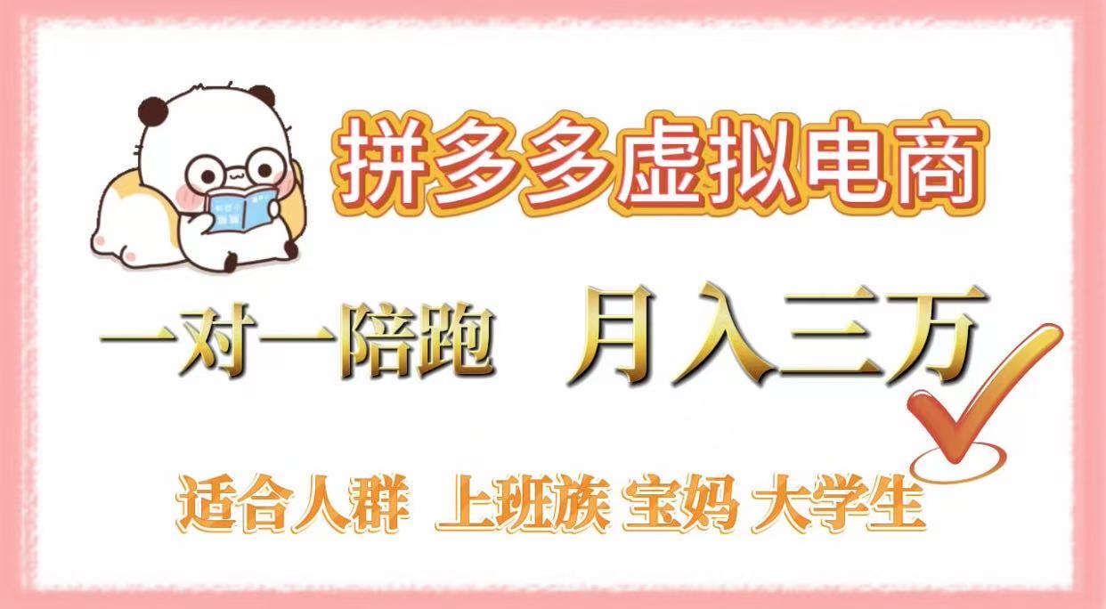 拼多多虚拟电商,一对一陪跑,月入3万,0囤货,轻资产,不发货-云起副业网