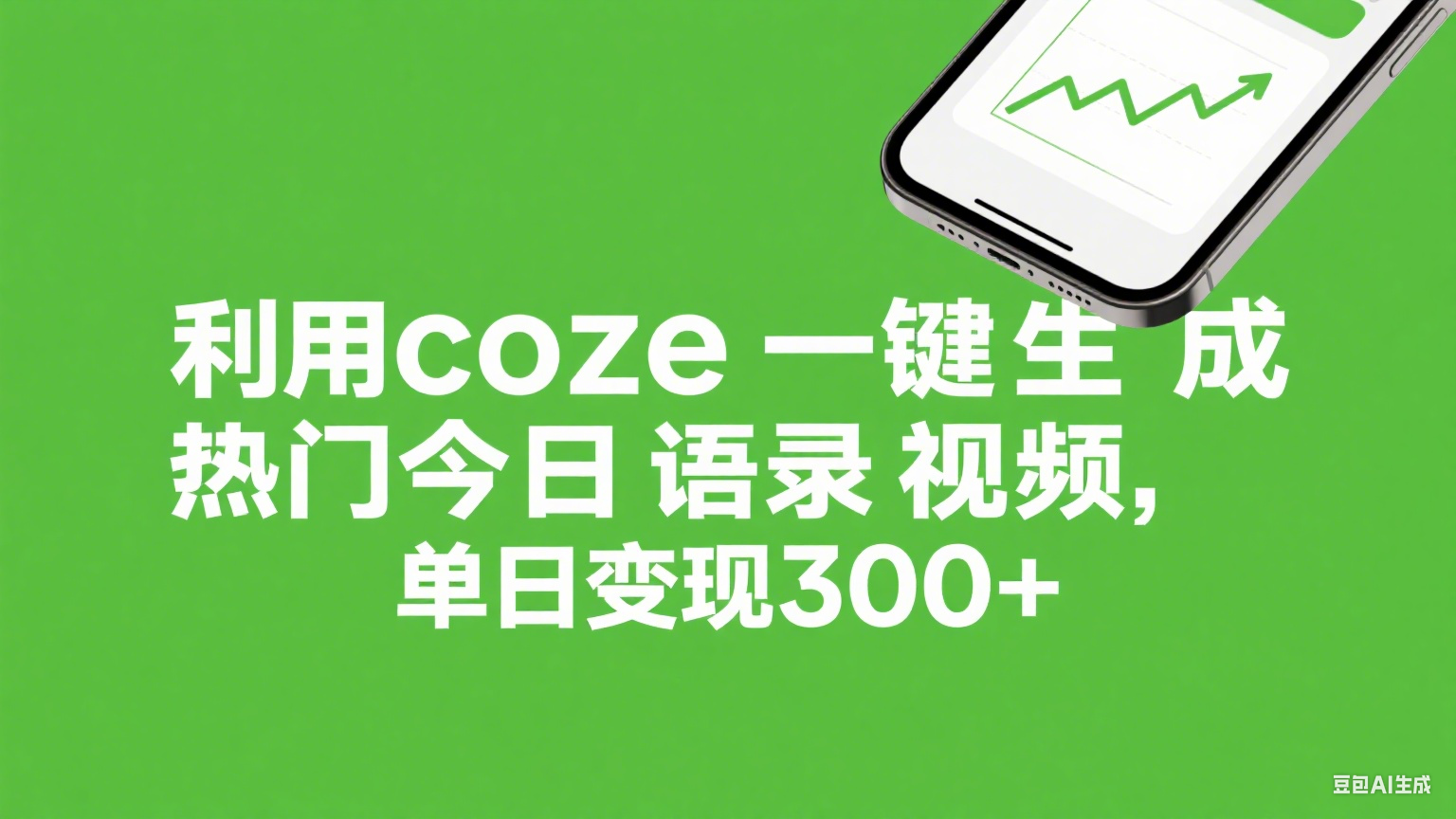 利用coze一键生成热门今日语录视频,单日变现300+-云起副业网