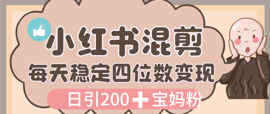 价值 3980 的小红书混剪， 虚拟变现，日引 200+宝妈创业粉，每天稳定四位数变现-云起副业网