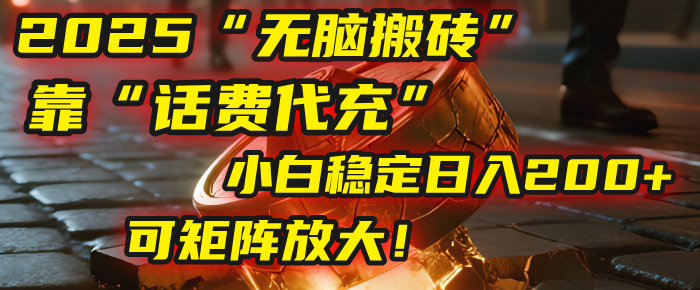 无脑搬砖项目:靠“话费代充”,小白稳定日入200+,可矩阵放大!-云起副业网