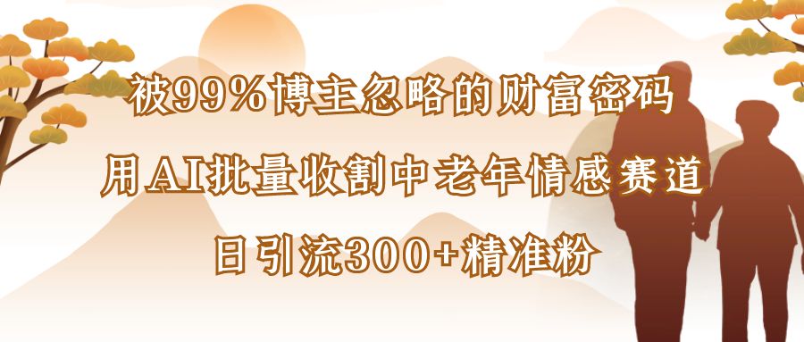 被99%博主忽略的财富密码：用AI批量收割中老年情感赛道，日引流300+精准粉-云起副业网