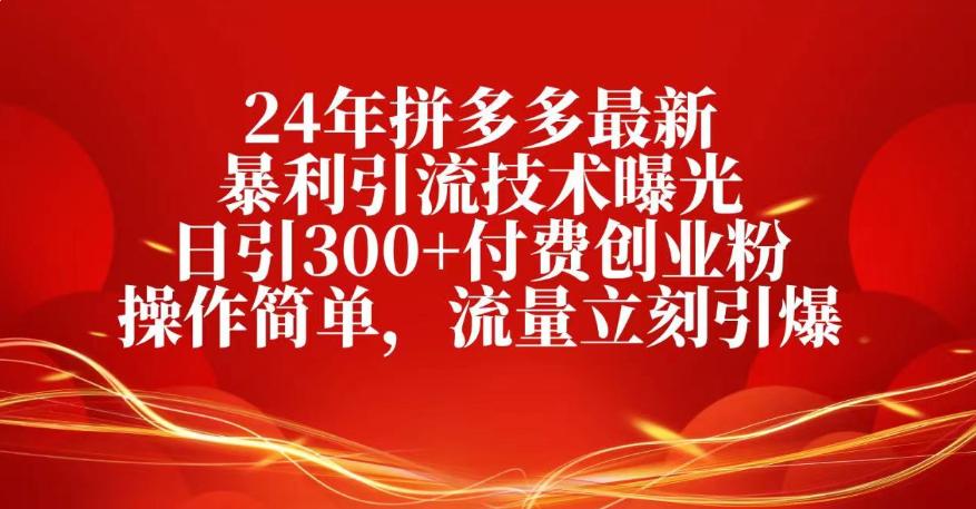25年拼多多最新暴利引流技术曝光、日引300+付费创业粉操作简单，流量立刻引爆-云起副业网