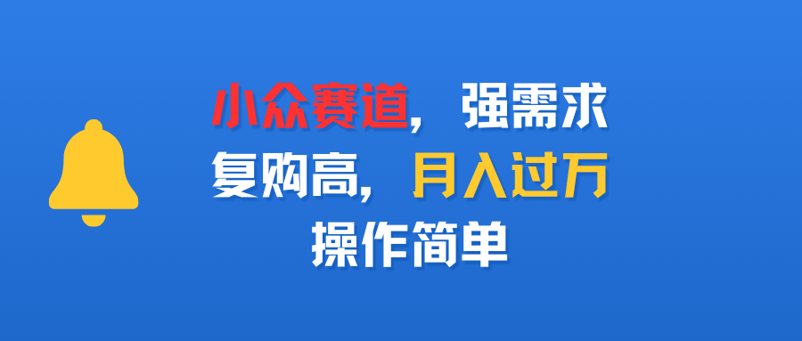 小众赛道，强需求，复购高，月入过万，操作简单-云起副业网
