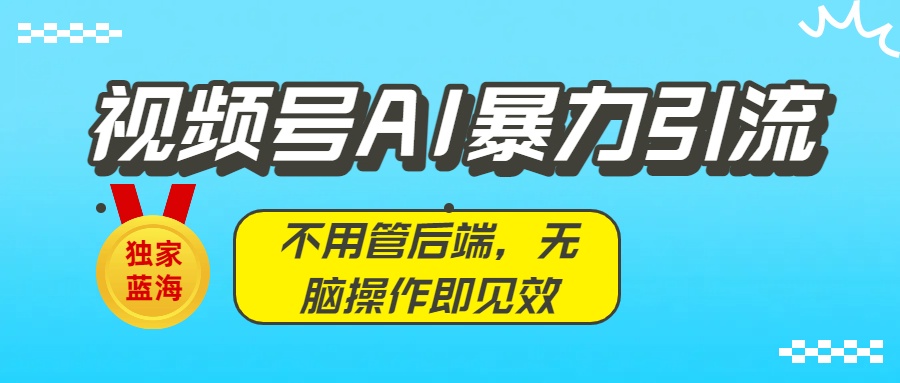 独家蓝海！视频号AI暴力引流：不用管后端，无脑操作即见效-云起副业网