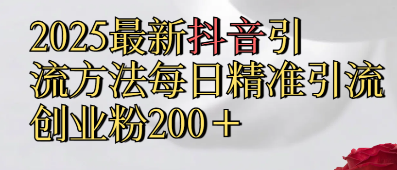 2025最新抖音引流,方法每日精准引流创业粉300＋-云起副业网