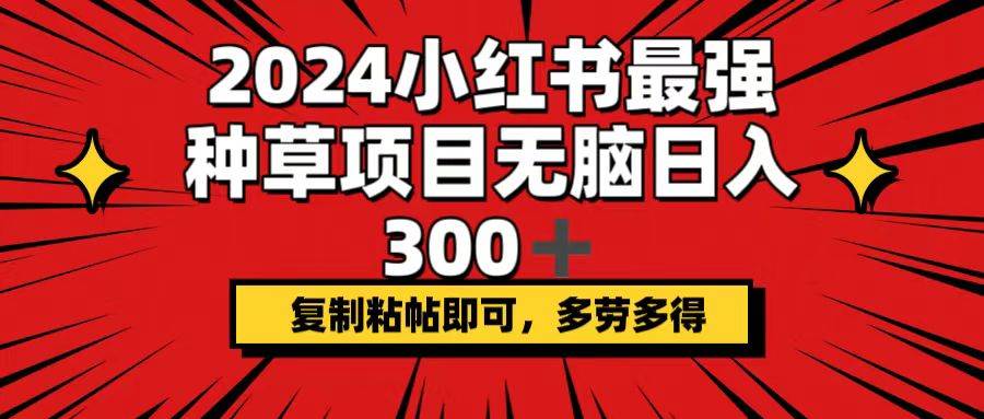 2024小红书最强种草项目，无脑日入300+，复制粘帖即可，多劳多得-云起副业网