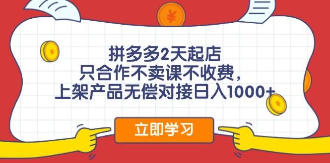 拼多多0成本开店，只合作不卖课不收费，0成本尝试，日赚千元+-云起副业网