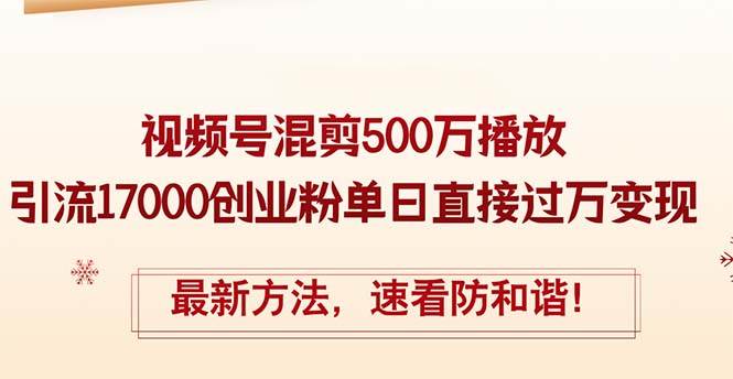 精华帖视频号混剪500万播放引流17000创业粉，单日直接过万变现，最新方…-云起副业网